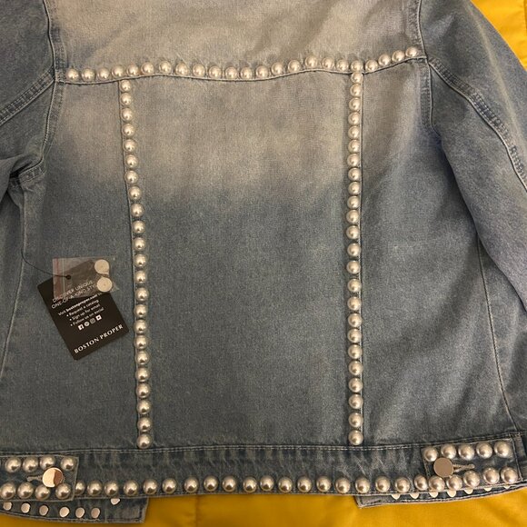 Boston Proper Luxe Pearl Denim Jacket | Heavyweight | NWT | Medium - Picture 10 of 11